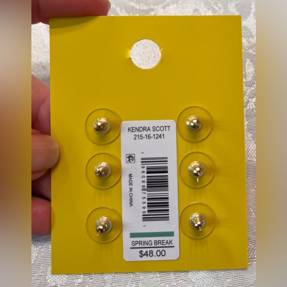 Kendra Scott Earrings Trio Genuine Stone 14k Gold over Brass NWT - Picture 3 of 3